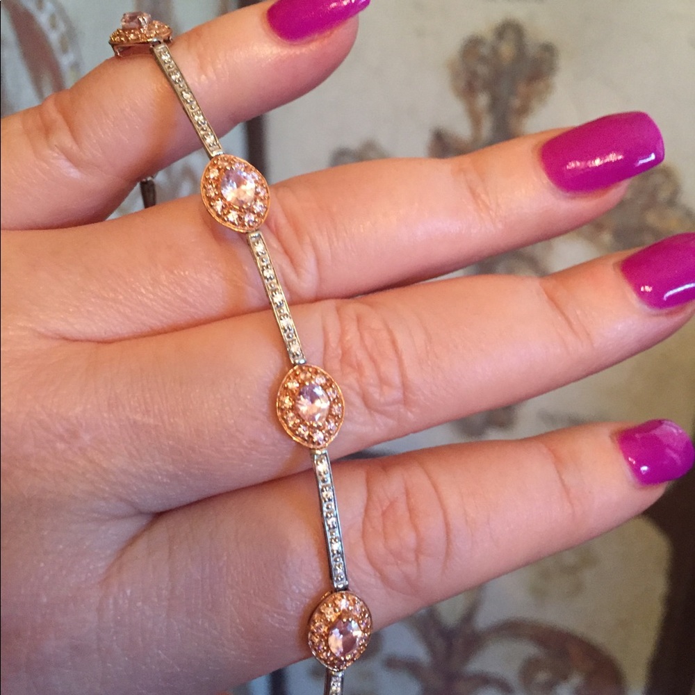 SOLD 14k White rose gold Kunzite bracelet - Picture 2 of 14